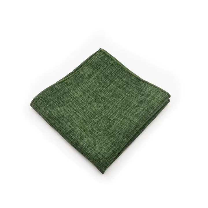 Batista de buzunar pentru sacou de costum barbatesc CLASStitude, din bumbac 100%, dimensiuni 23 x 23 cm, pentru ocazii speciale, dar si relaxate, model culoare uni, Verde Kaki Inchis