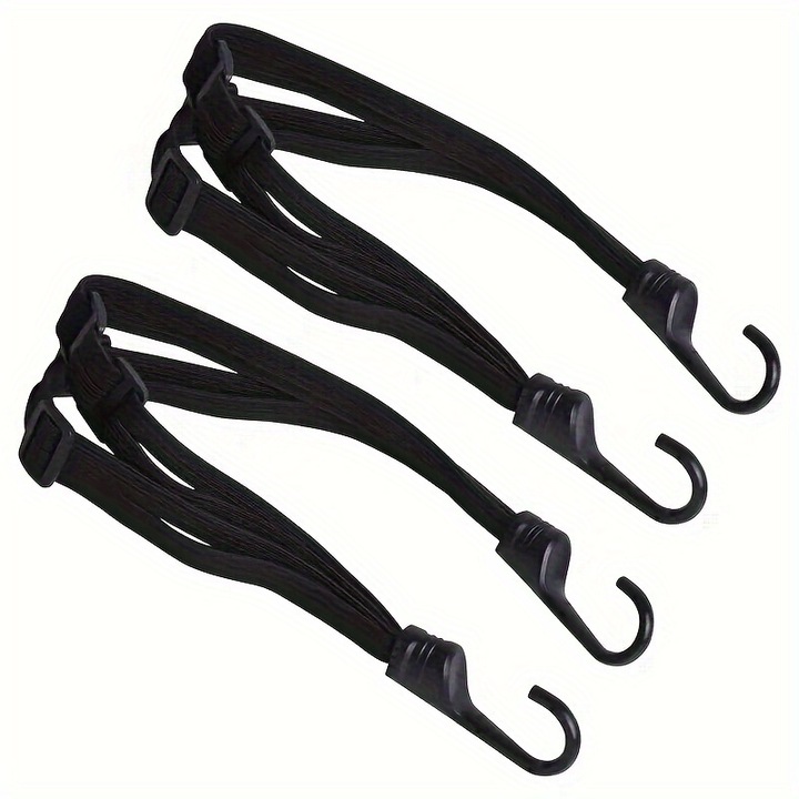 Rugalmas csomagtartó pánt horoggal, 90 cm, fekete, motorkerékpárokhoz, a csomagok lengésének megakadályozására, 2 darabos készlet