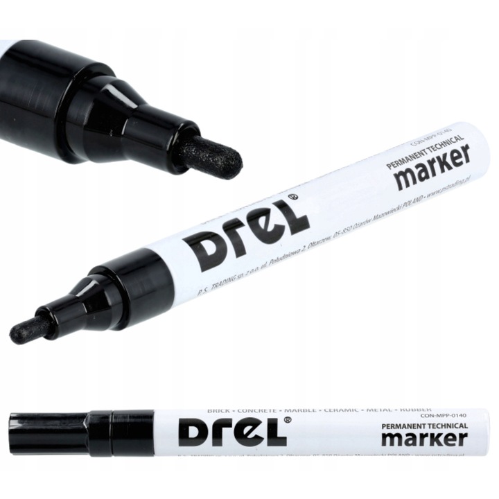 Marker olejowy Drel, negru, 10ml, varf rotund, rezistent la apa
