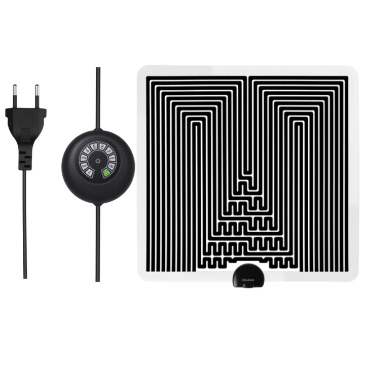 Hűtőpárna hüllőknek T2828H, Omelivon®, 10 szintű hőmérséklet-szabályozó, vízálló fűtőpárna teknősöknek, kígyóknak, gyíkoknak, gekkóknak, pókoknak, hernyóknak és akváriumoknak, 28W, 28x28cm