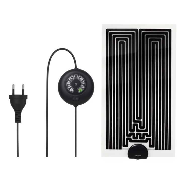 Hűtőpárna hüllőknek T1528H, Omelivon, 10 szintű hőmérséklet-szabályozó, vízálló fűtőpárna teknősöknek, kígyóknak, gyíkoknak, gekkóknak, pókoknak, hernyóknak és akváriumoknak, 14W, 15x28cm