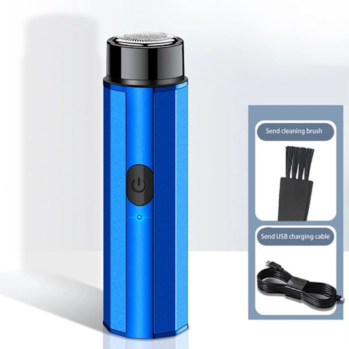 Aparat de ras electric mini portabil albastru 3.7V 2W 10x5x3cm