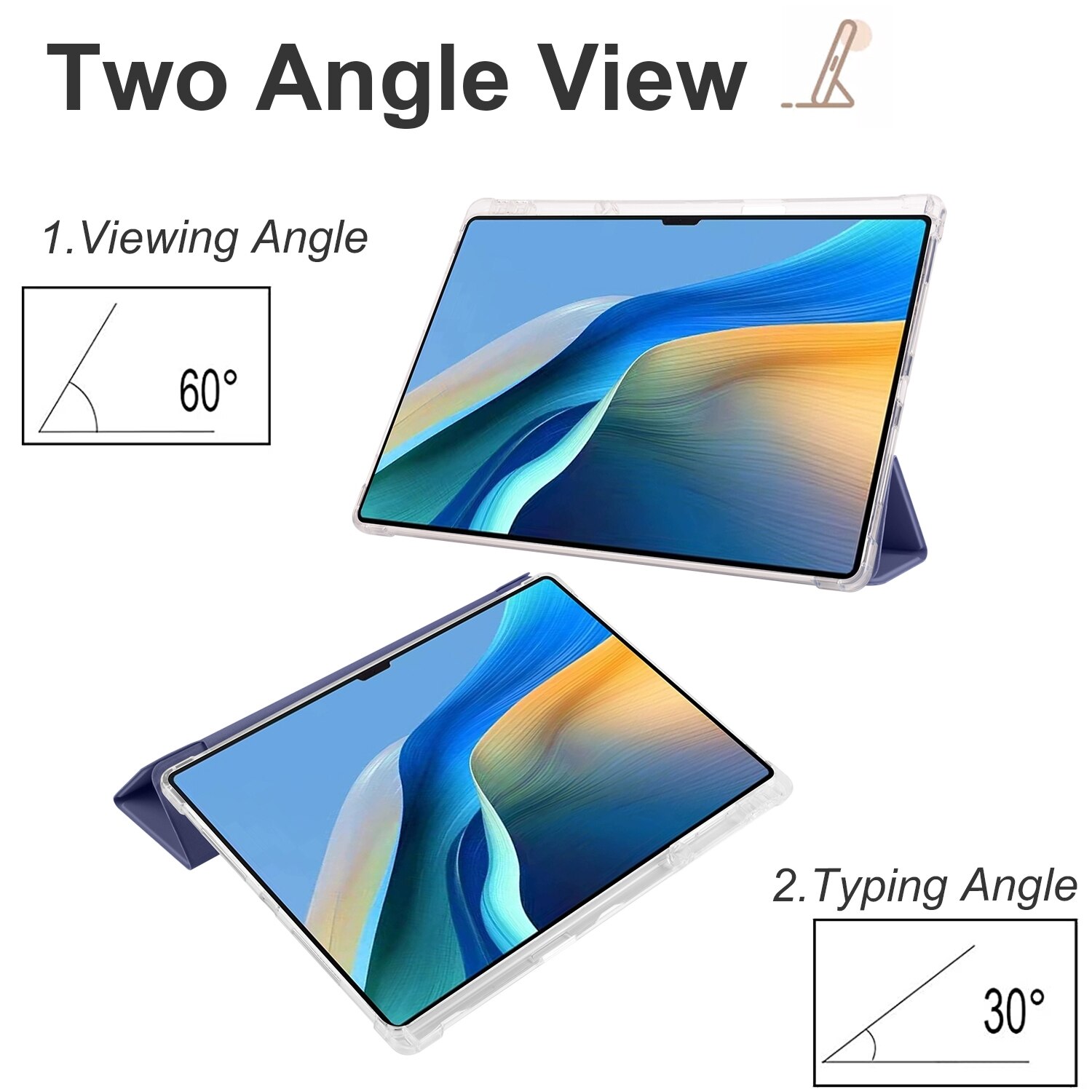 Husa tableta pentru Huawei MatePad Pro 13.2 2023, piele transparenta TPU, pliere tripla, smart, culoare albastru inchis