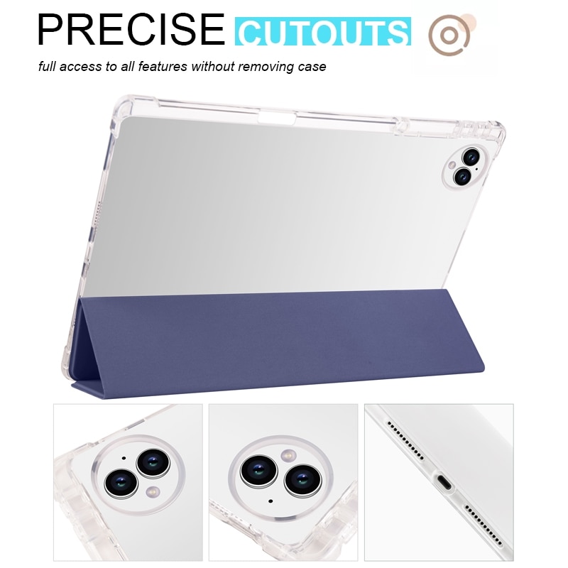 Husa tableta pentru Huawei MatePad Pro 13.2 2023, piele transparenta TPU, pliere tripla, smart, culoare albastru inchis