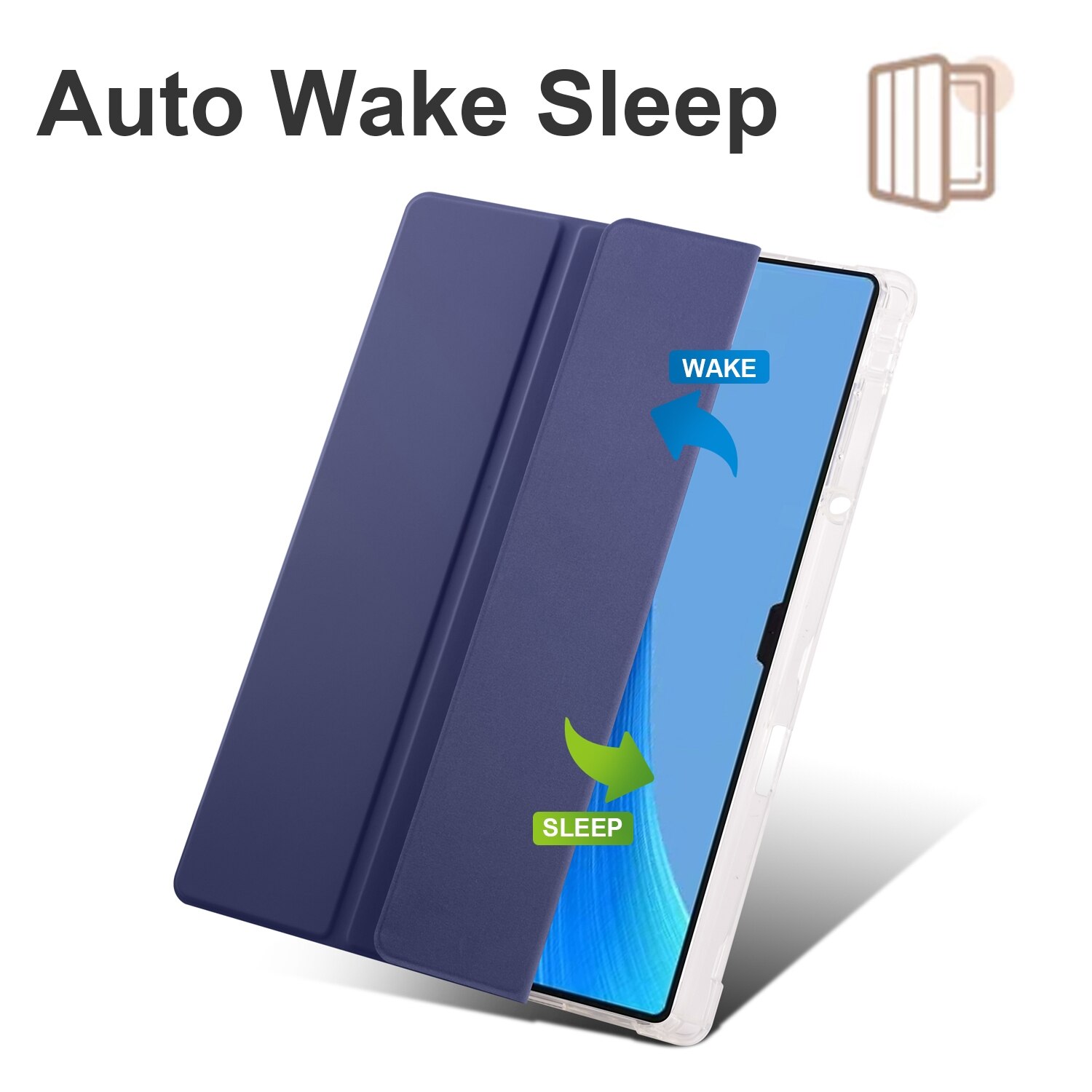 Husa tableta pentru Huawei MatePad Pro 13.2 2023, piele transparenta TPU, pliere tripla, smart, culoare albastru inchis