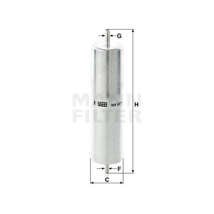 Üzemanyagszűrő MANN-FILTER WK 6011, 7x55x248mm, 10mm