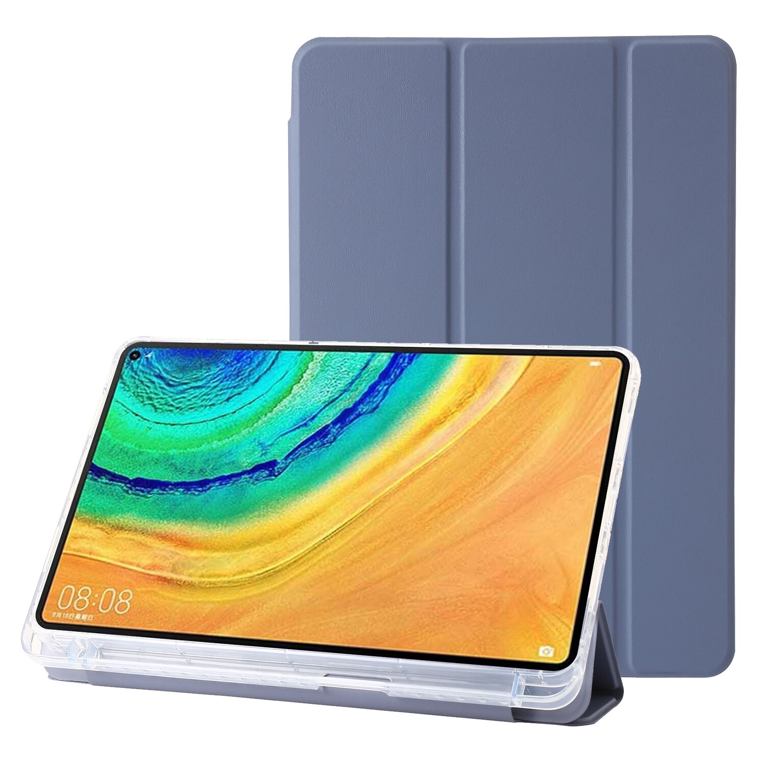 Husa tableta pentru Huawei MatePad Pro 13.2 2023, acril transparent, tip carte cu 3 pliuri, piele lavandaược