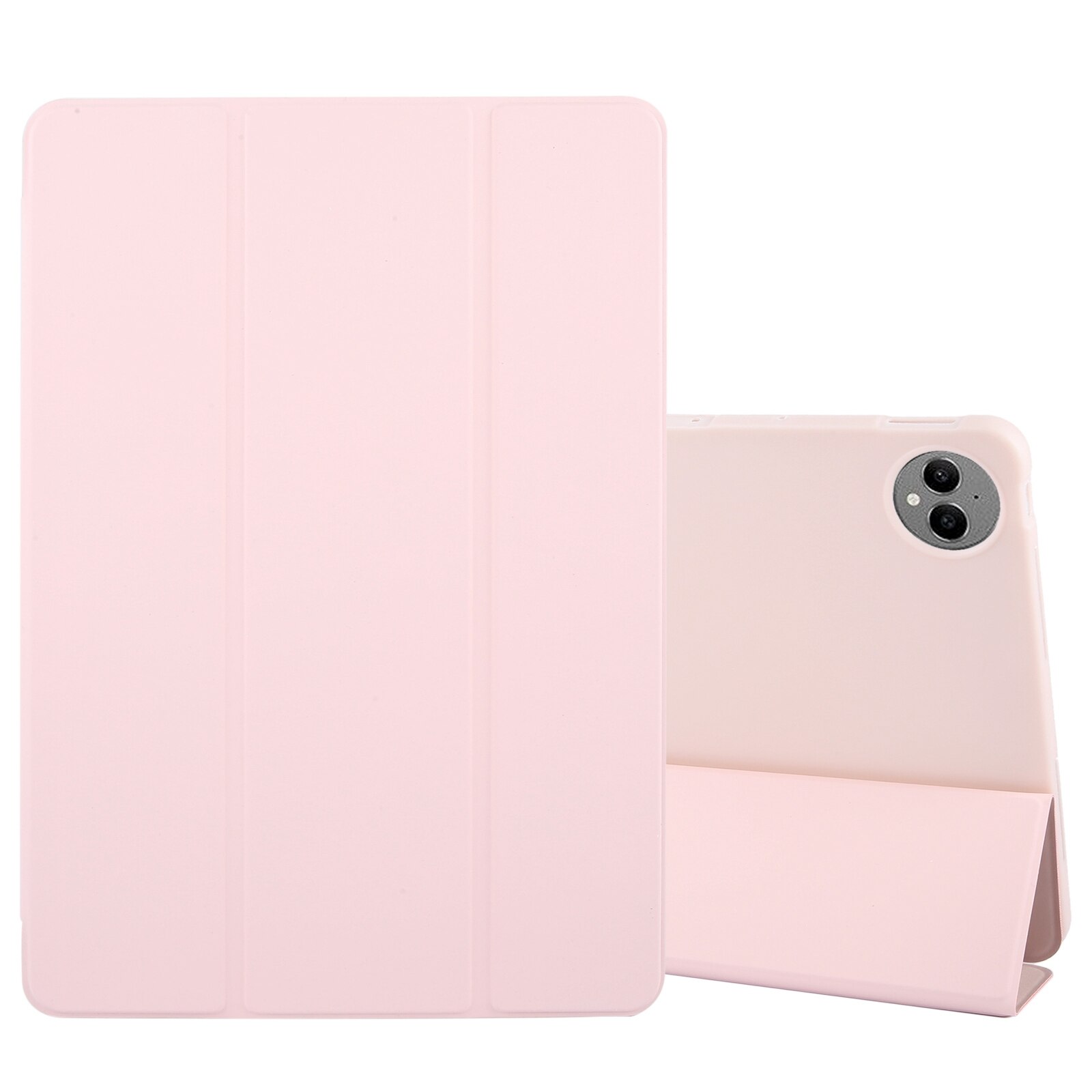 Husa tableta pentru Huawei MatePad Pro 12.2, silicon + piele, tip tri-fold, culori pastelate, protectie completa, suport pentru vizionare, roz