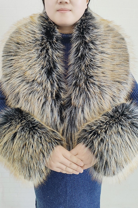 Set guler/mansete dama, Blana artificiala, 112x19cm, Multicolor