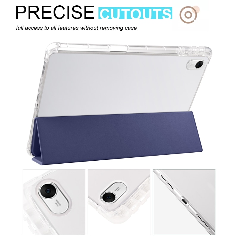 Husa tableta pentru Huawei MatePad 11.5S, TPU transparent, piele smart 3-pliabila, capac cu inchidere magnetica, albastru inchis