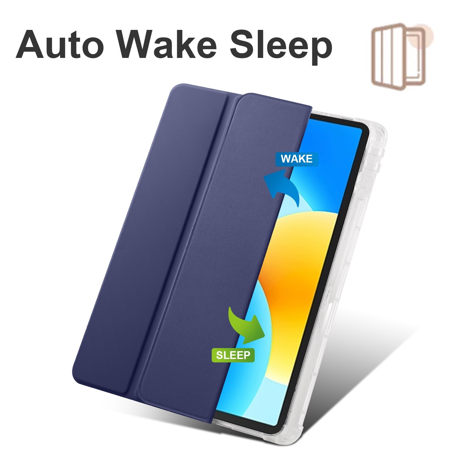 Husa tableta pentru Huawei MatePad 11.5S, TPU transparent, piele smart 3-pliabila, capac cu inchidere magnetica, albastru inchis