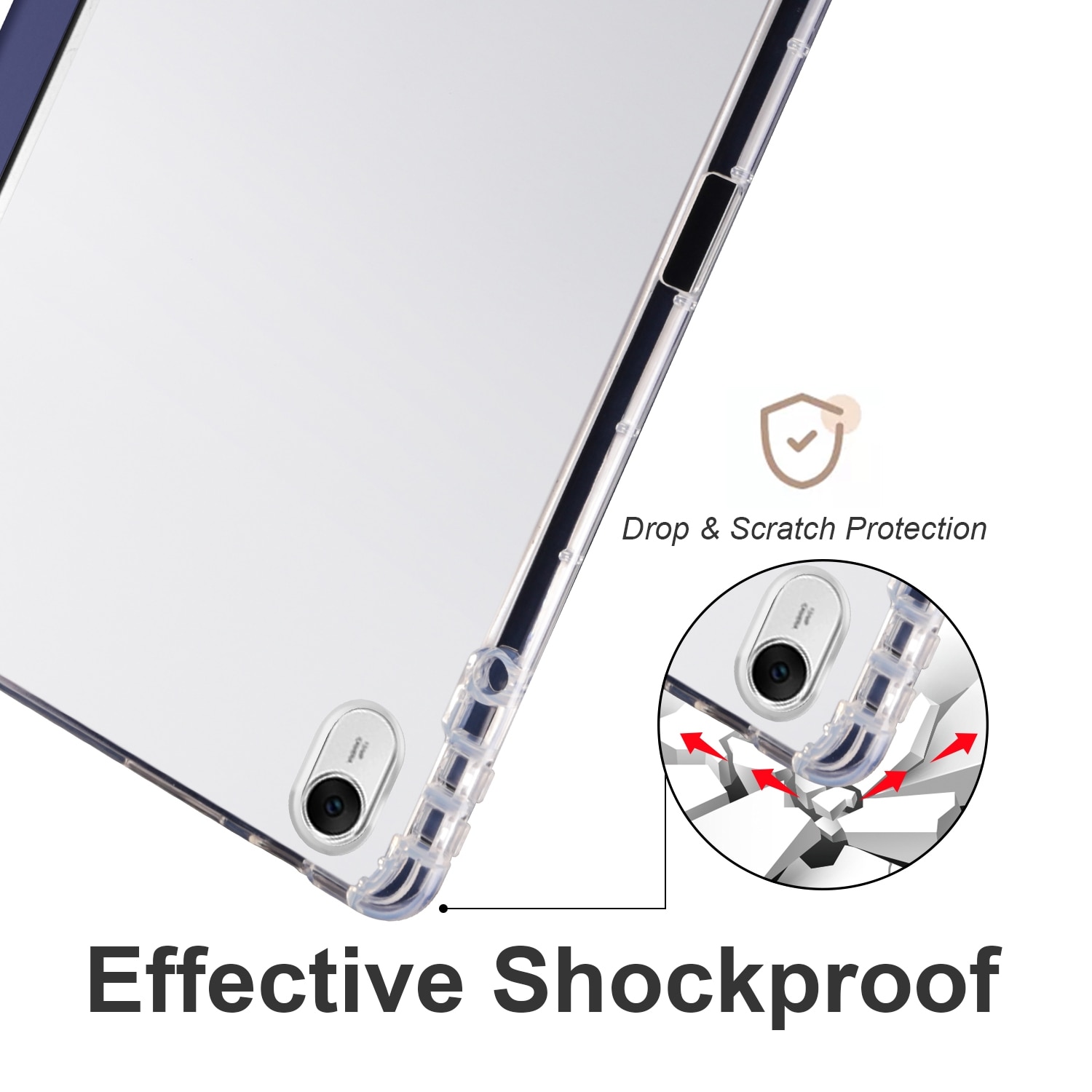 Husa tableta pentru Huawei MatePad 11.5S, TPU transparent, piele smart 3-pliabila, capac cu inchidere magnetica, albastru inchis
