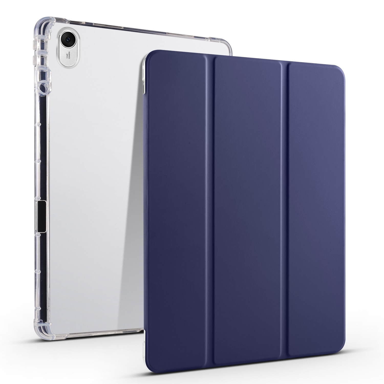 Husa tableta pentru Huawei MatePad 11.5S, TPU transparent, piele smart 3-pliabila, capac cu inchidere magnetica, albastru inchis