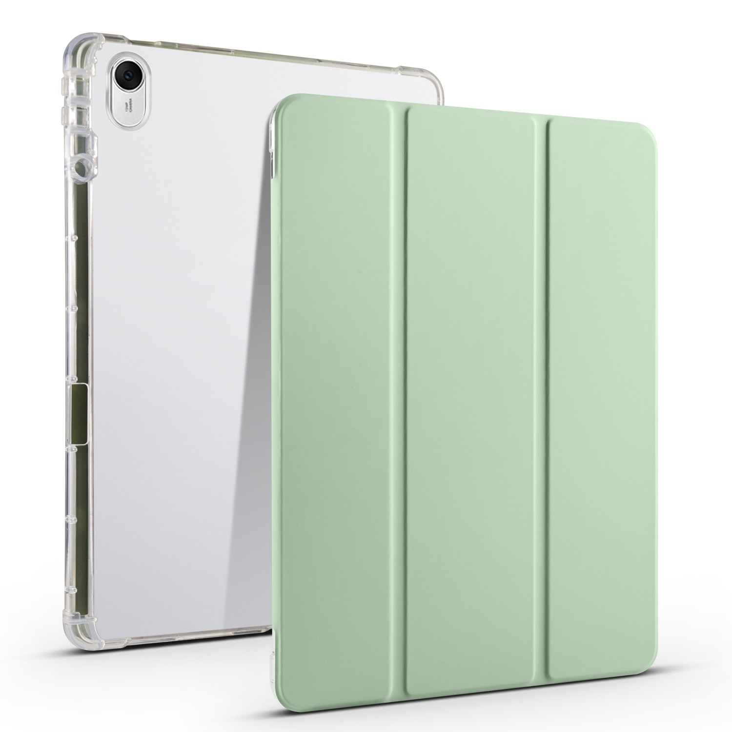 Husa tableta pentru Huawei MatePad 11.5S, TPU transparent, piele inteligenta, pliere 3-folding, verde Matcha