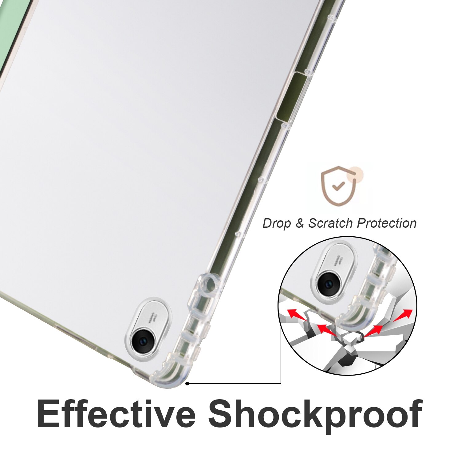 Husa tableta pentru Huawei MatePad 11.5S, TPU transparent, piele inteligenta, pliere 3-folding, verde Matcha