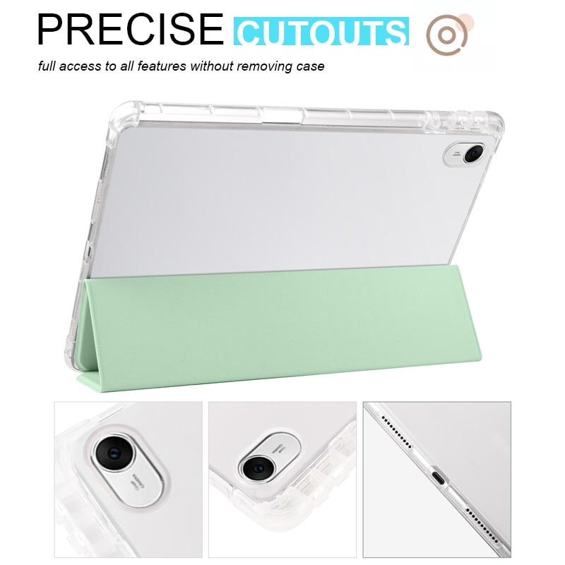 Husa tableta pentru Huawei MatePad 11.5S, TPU transparent, piele inteligenta, pliere 3-folding, verde Matcha