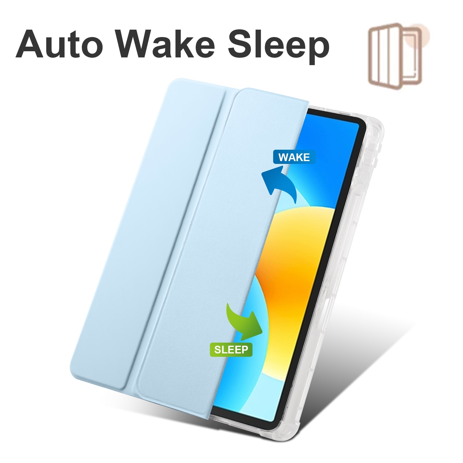 Husa tableta pentru Huawei MatePad 11.5 2023, TPU transparent cu design inteligent in 3 plieri, capac din piele, Albastru