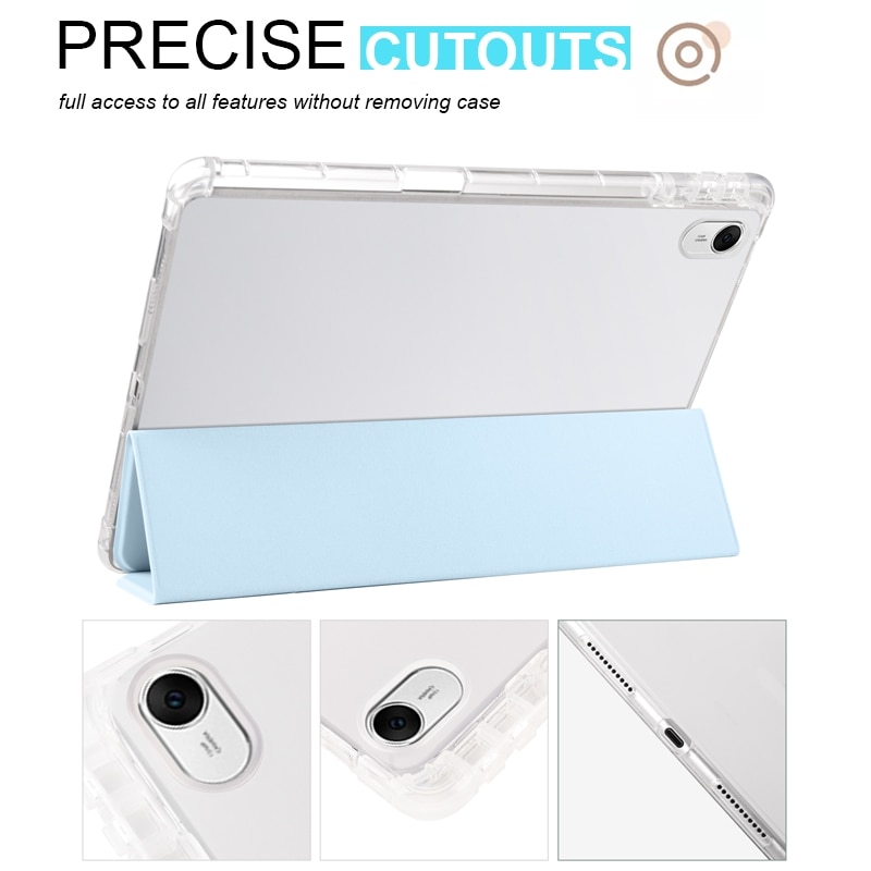 Husa tableta pentru Huawei MatePad 11.5 2023, TPU transparent cu design inteligent in 3 plieri, capac din piele, Albastru