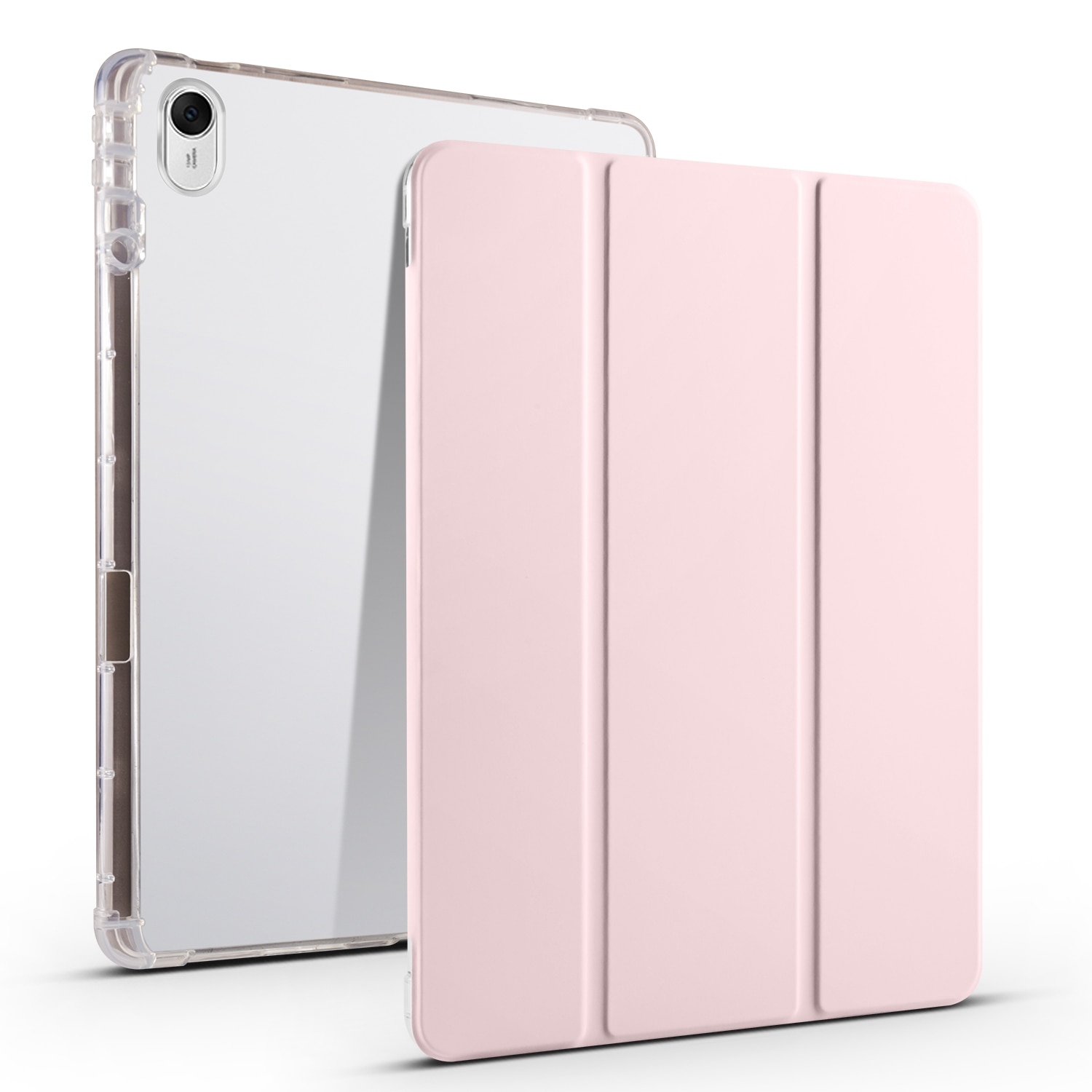 Husa tableta pentru Huawei MatePad 11.5 2023, TPU transparent cu 3 plieri, capac inteligent din piele, Roz albastru