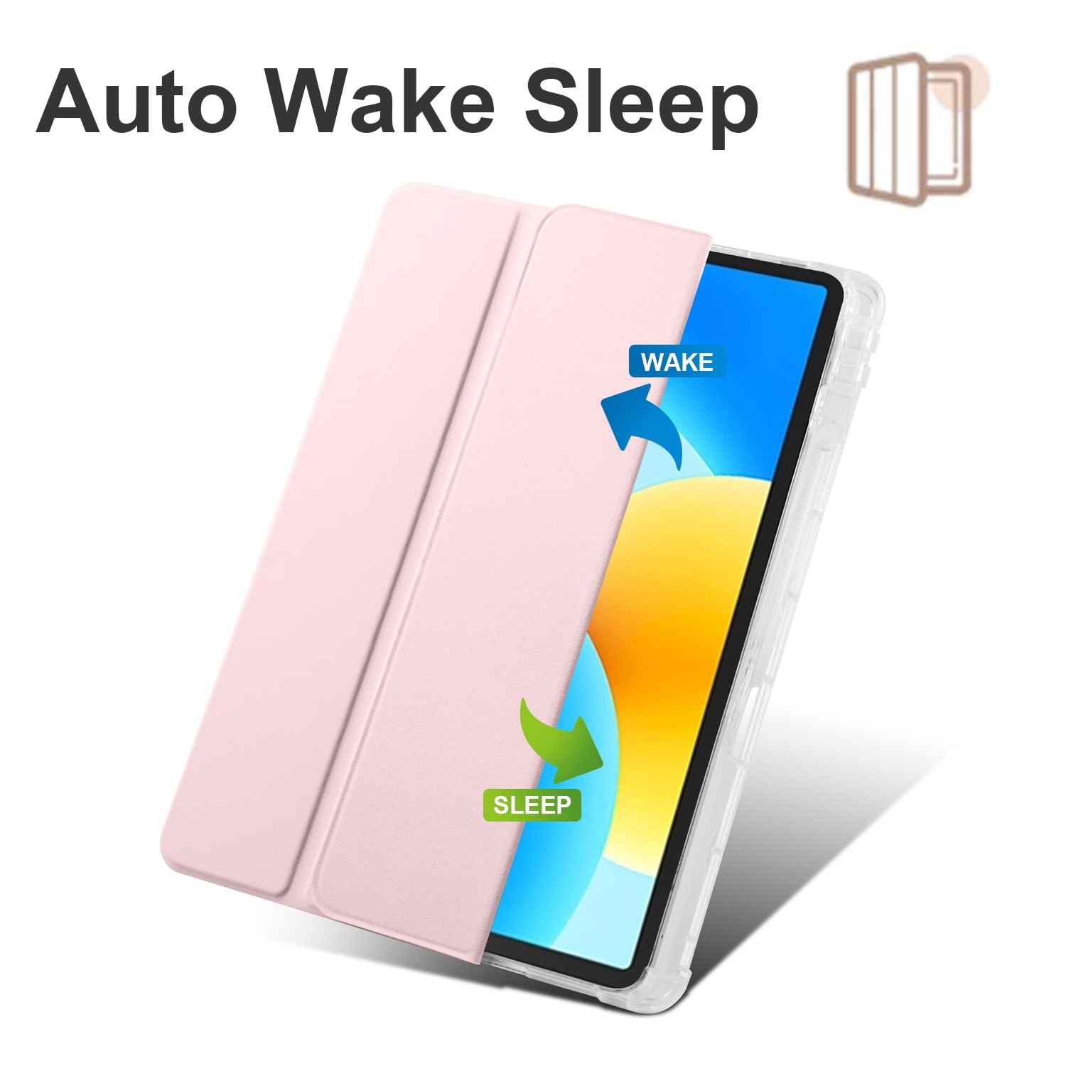 Husa tableta pentru Huawei MatePad 11.5 2023, TPU transparent cu 3 plieri, capac inteligent din piele, Roz albastru