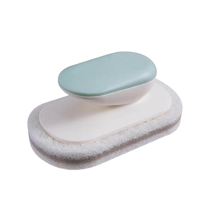 Perie burete de curatare ZYBLSSBB LSM2xh6470-BCS0221525, maner ergonomic, din PP cu pad abraziv, verde/alb