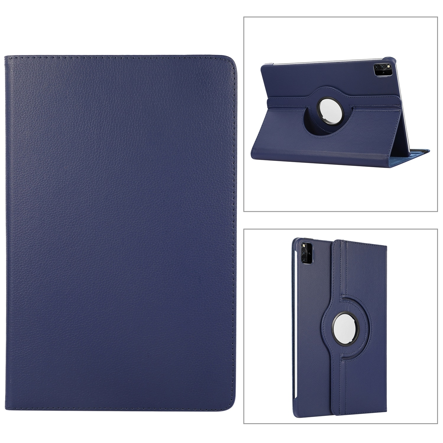 Husa tableta pentru Huawei MatePad SE 11, piele texturata litchi, rotire 360 grade, inchidere magnetica, albastru inchis