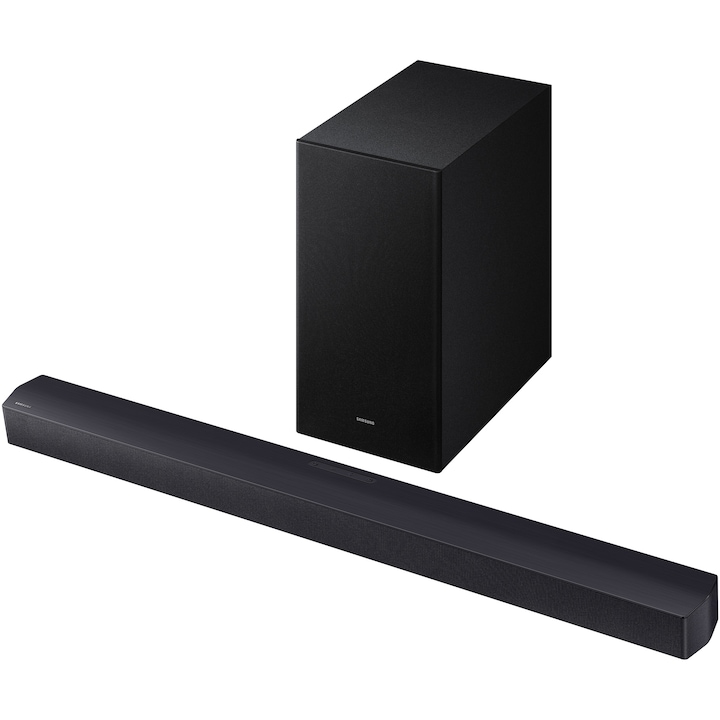 Soundbar Samsung HW-B450F, 2.1, 300W, Bluetooth, Subwoofer wireless, Dolby Audio, HDMI eARC, Negru Titan