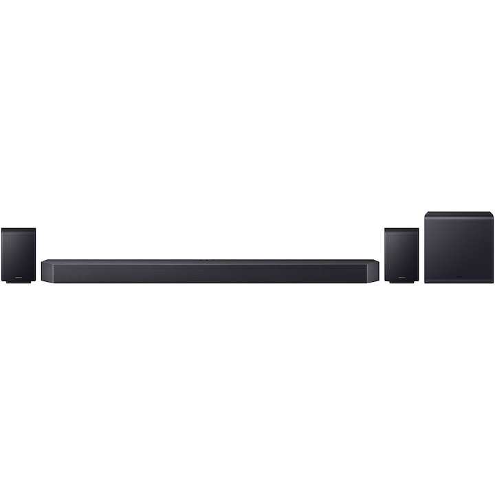 Soundbar Samsung HW-Q990F, 11.1.4, Bluetooth, Wi-Fi, Subwoofer & Kit wireless, Wireless Dolby Atmos, HDMI 2.1 eARC, Negru Titan