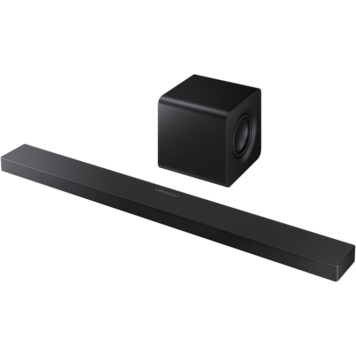 Soundbar Samsung HW-QS700F, 3.1.2, 345W, Bluetooth, Wi-Fi, Subwoofer wireless, Wireless Dolby Atmos, HDMI eARC, Negru Titan