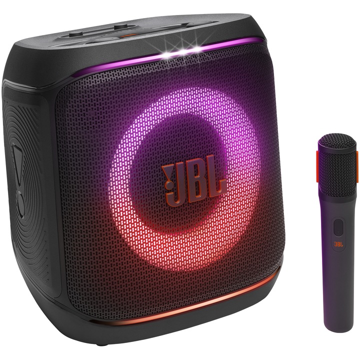 Преносима тонколона JBL Partybox Encore 2, 100W, Bluetooth, Безжичен микрофон, 15 часа живот на батерията, Auracast, IPX4, Черен