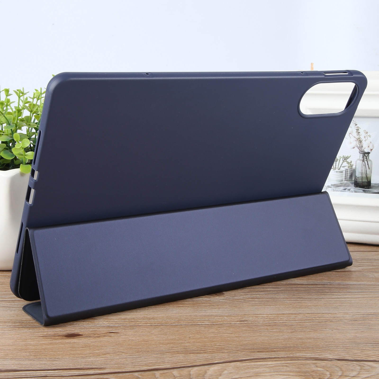 Husa tableta pentru Huawei MatePad Air 12, silicon + piele, tip tri-fold, protectie completa, acces porturi, albastru inchis
