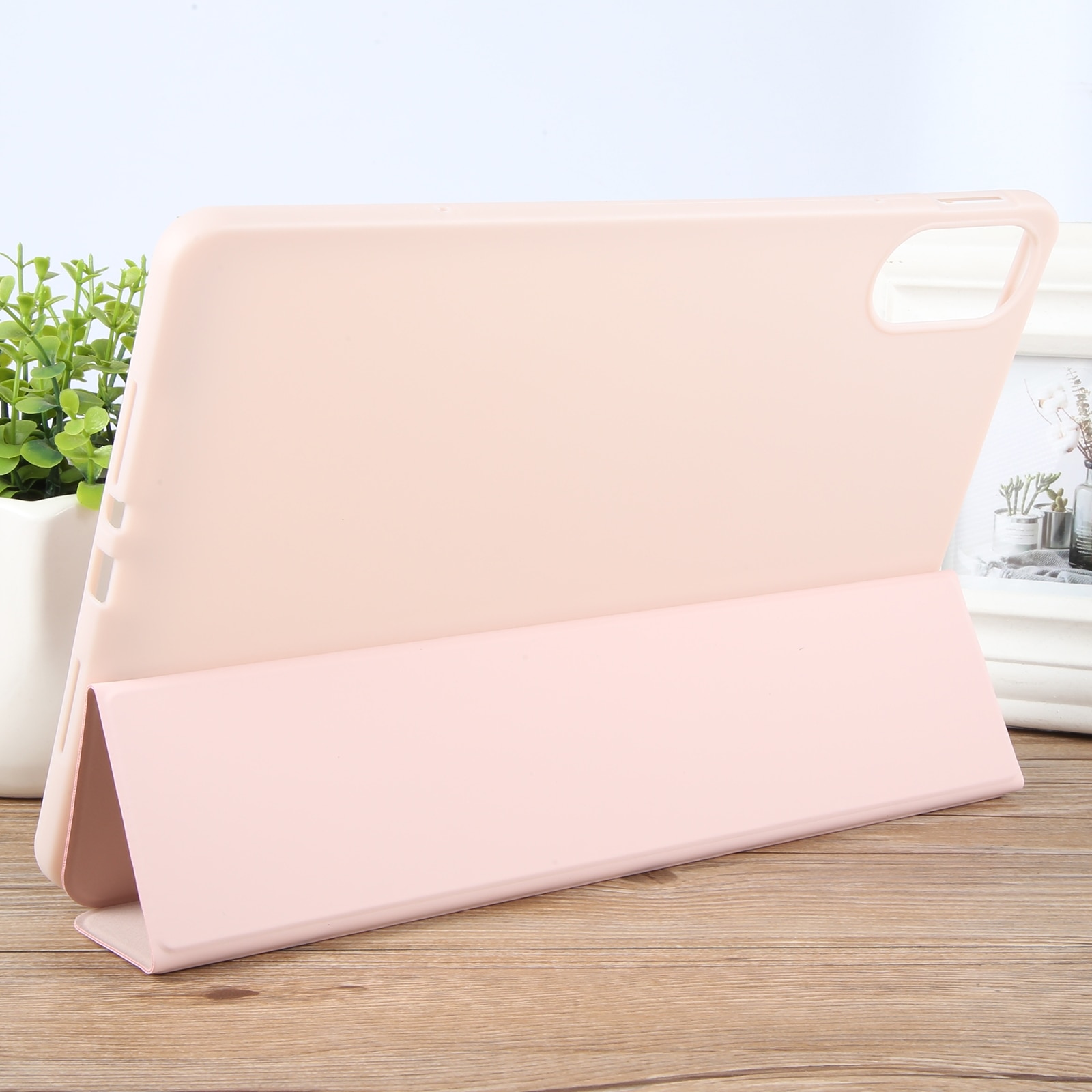 Husa tableta pentru Huawei MatePad Air 12, silicon si piele PU, tip tri-fold, protectie completa, suport pentru vizionare, compatibila cu modelul 2021, roz