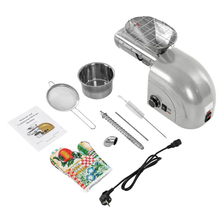 Преса за масло, 1800W, 95% ефективност, студено/горещо пресоване, неръждаема стомана, 50x29 см