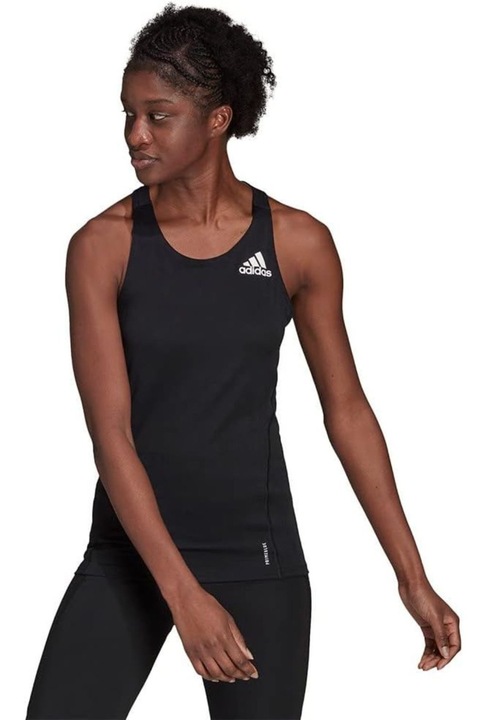 Maiou sport Adidas, negru, poliester reciclat, respirabil, fara maneci, pentru alergare si drumetii