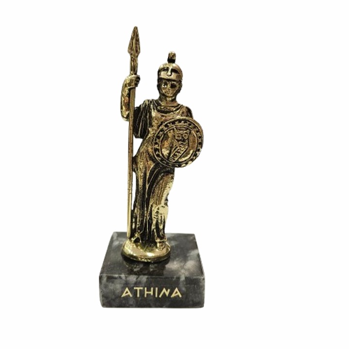Statueta Athena, Metal, Baza Marmura, Auriu, 10 cm