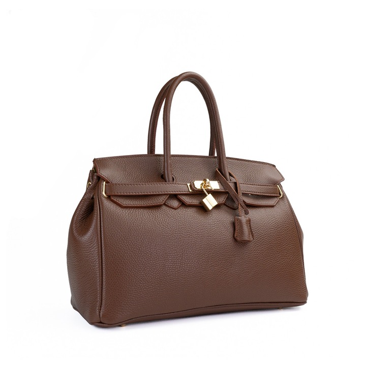 Poseta Piele Edith - Maro, 1 Compartiment, 3 Buzunare, Bareta Reglabila max. 120 cm, Geanta Piele Naturala, Genti, Genti De Vara, Piele Naturala, Geanta Piele