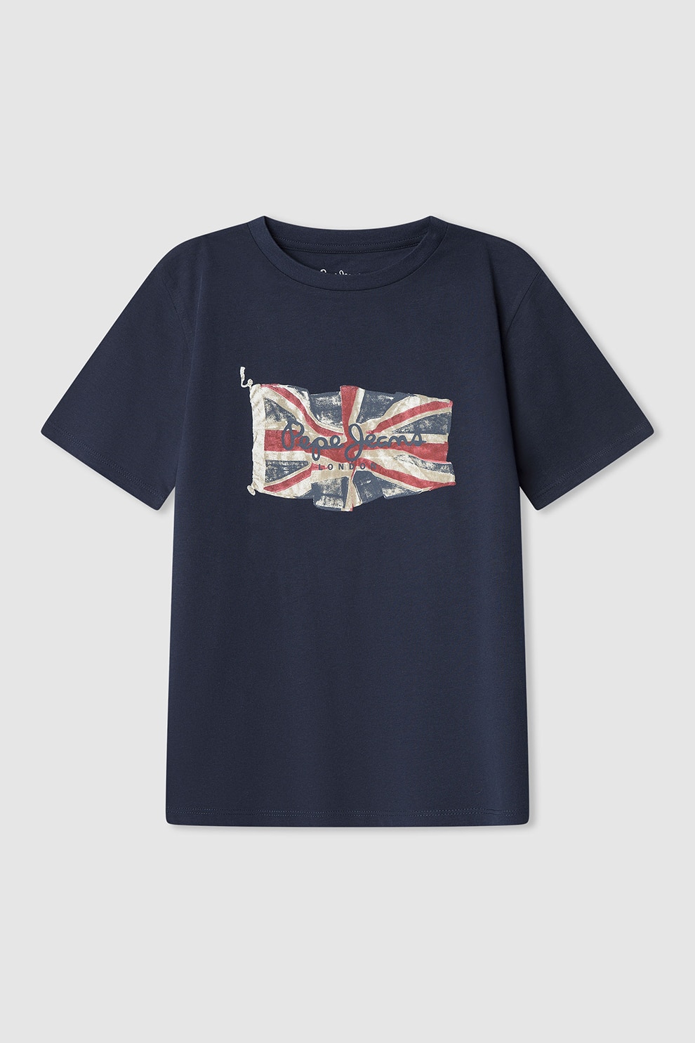 Pepe Jeans London, Tricou regular fit cu imprimeu grafic, Alb fildes, Albastru ultramarin, Rosu stins, 176 CM