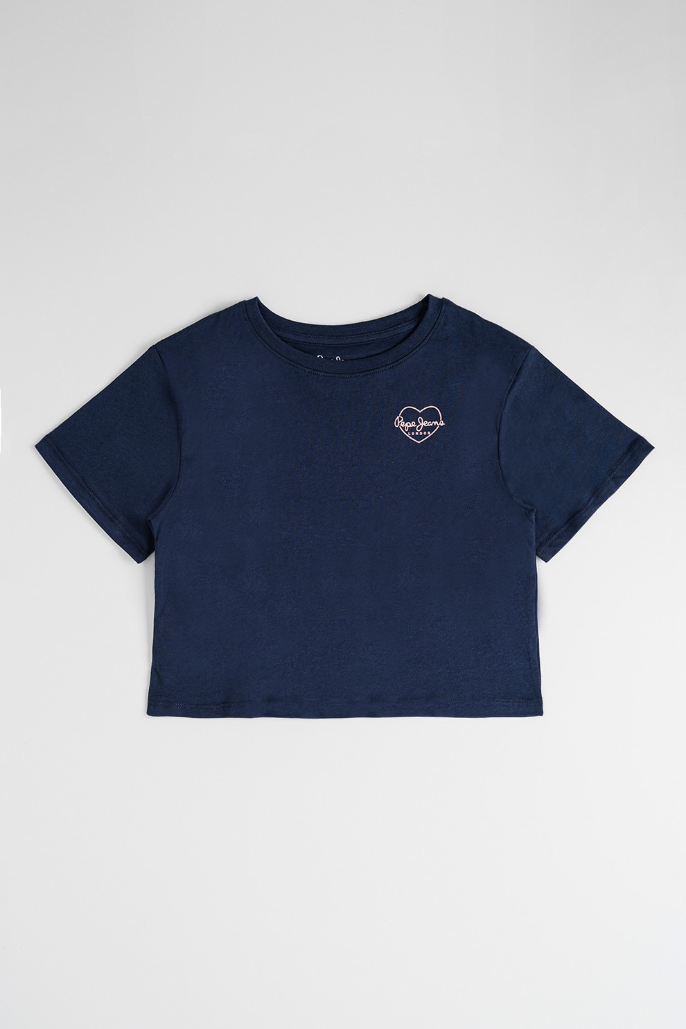 Pepe Jeans London, Tricou de bumbac cu decolteu la baza gatului Amanda, Bleumarin, 164 CM