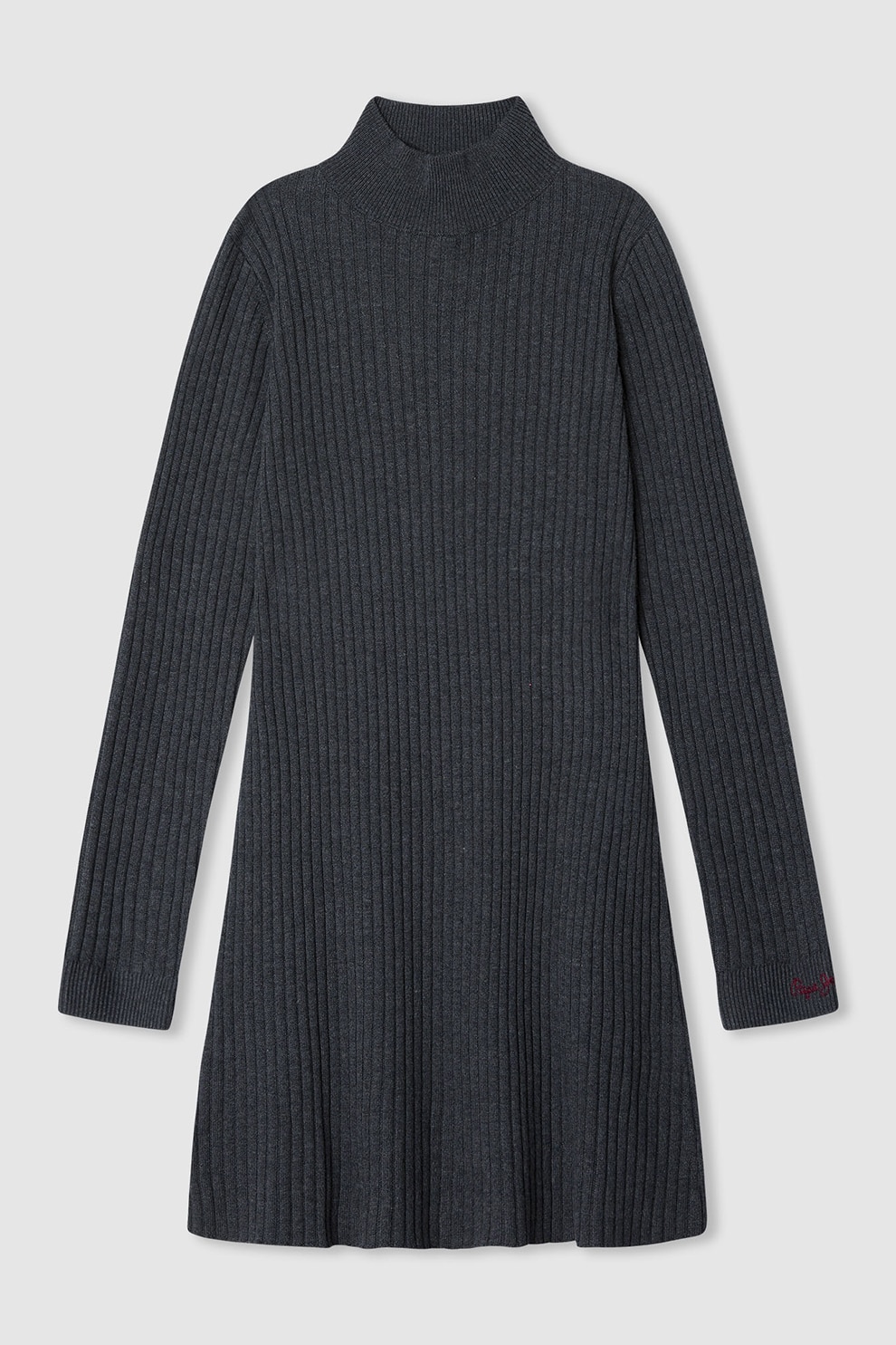 Pepe Jeans London, Rochie scurta cu guler inalt, Negru melange, 140 CM