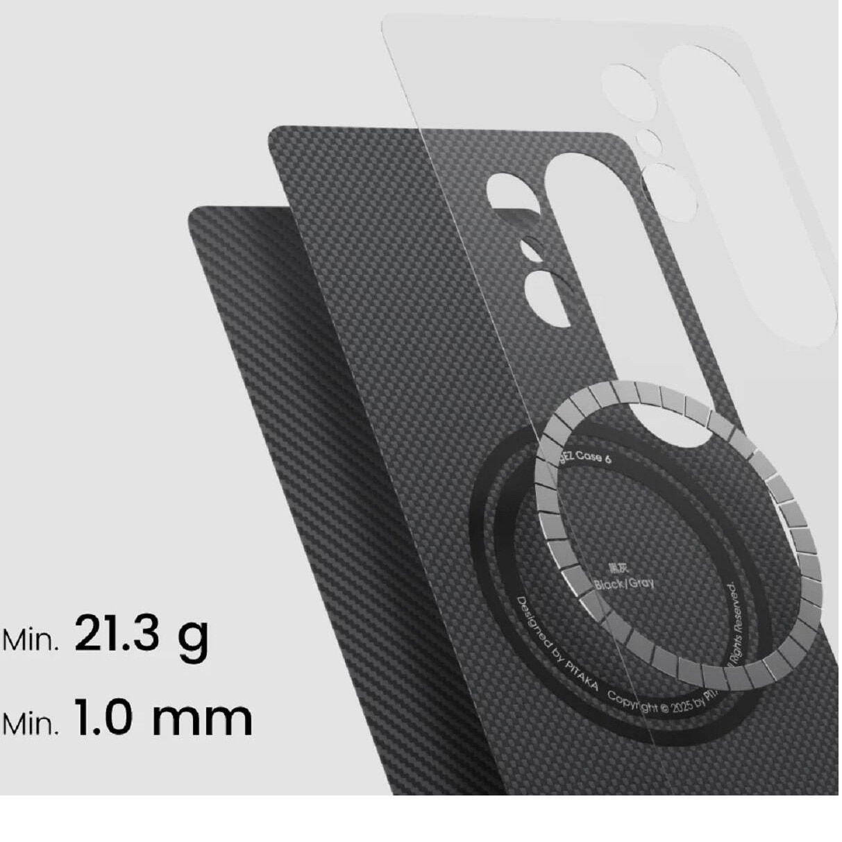 Husa de protectie Pitaka pentru Samsung Galaxy S25 MagEZ 6 Case Twill Negru/gri