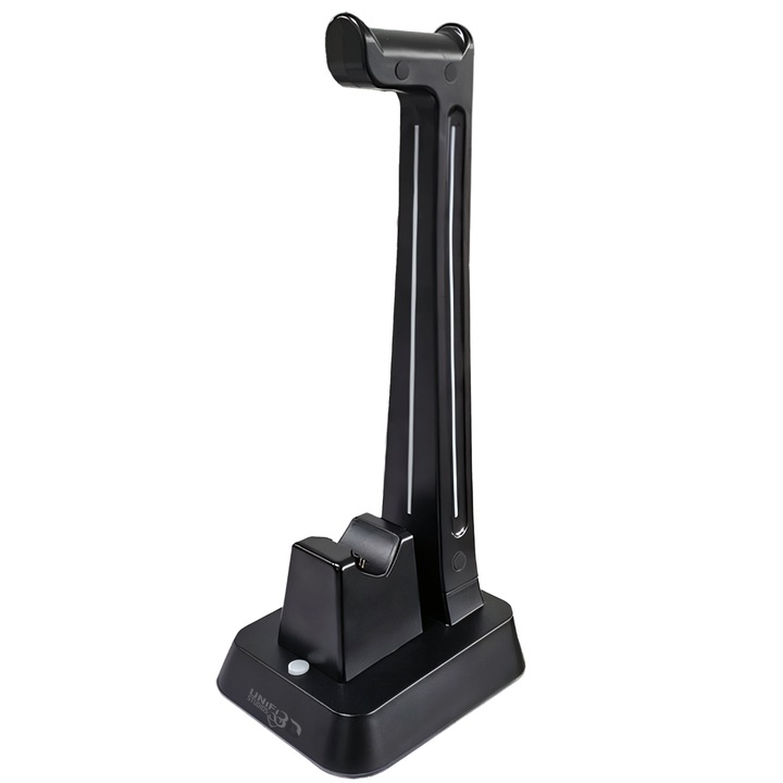 PS5 Kontroller Töltőállomás Fejhallgató Tartóval, 7 Színű RGB Megvilágítással, LED Visszajelzővel, 2 USB Porttal, DualSense / Edge Kompatibilis