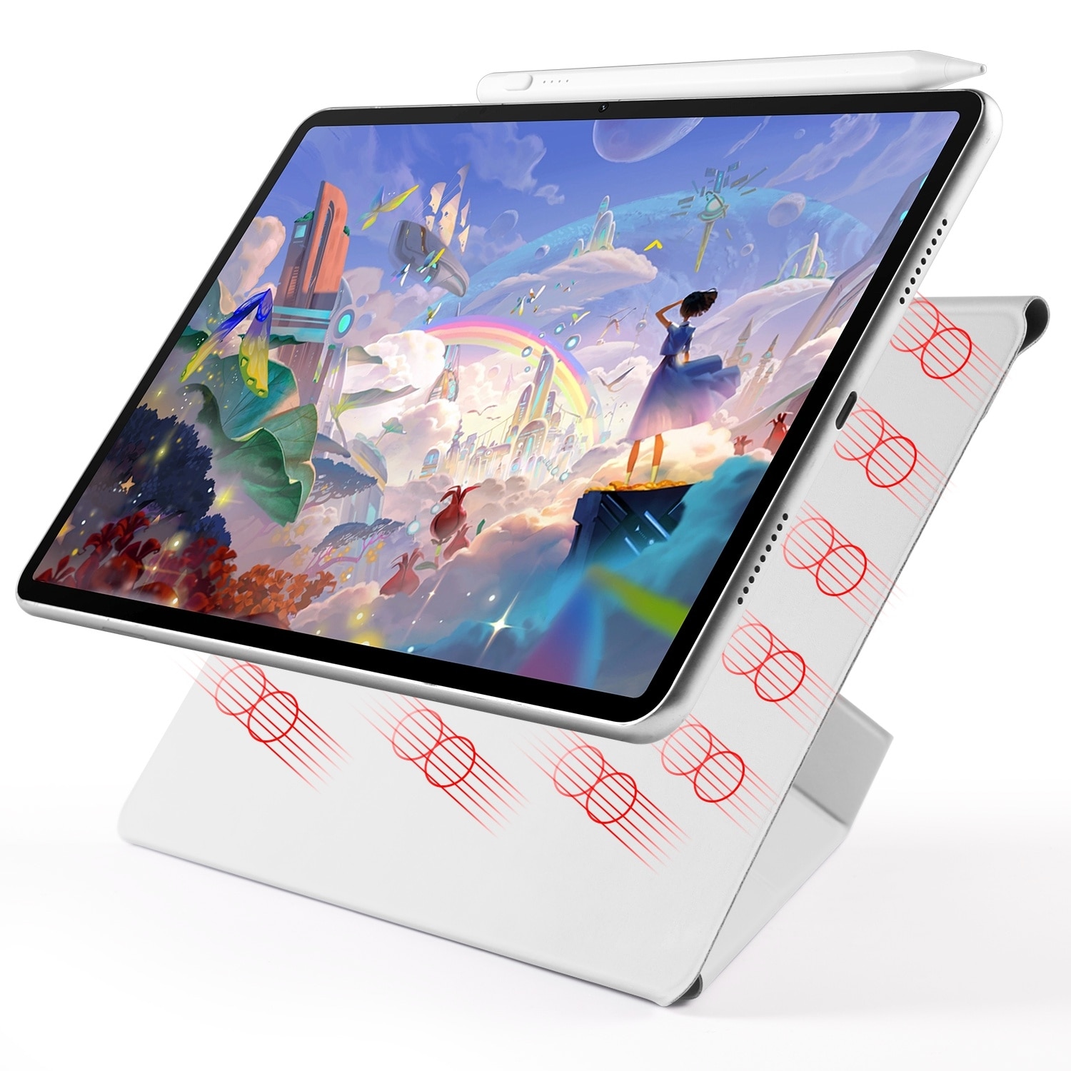 Husa tableta pentru Huawei MatePad Air 12 2024, piele, design cu fixare, deformabil, cu magnet, gri