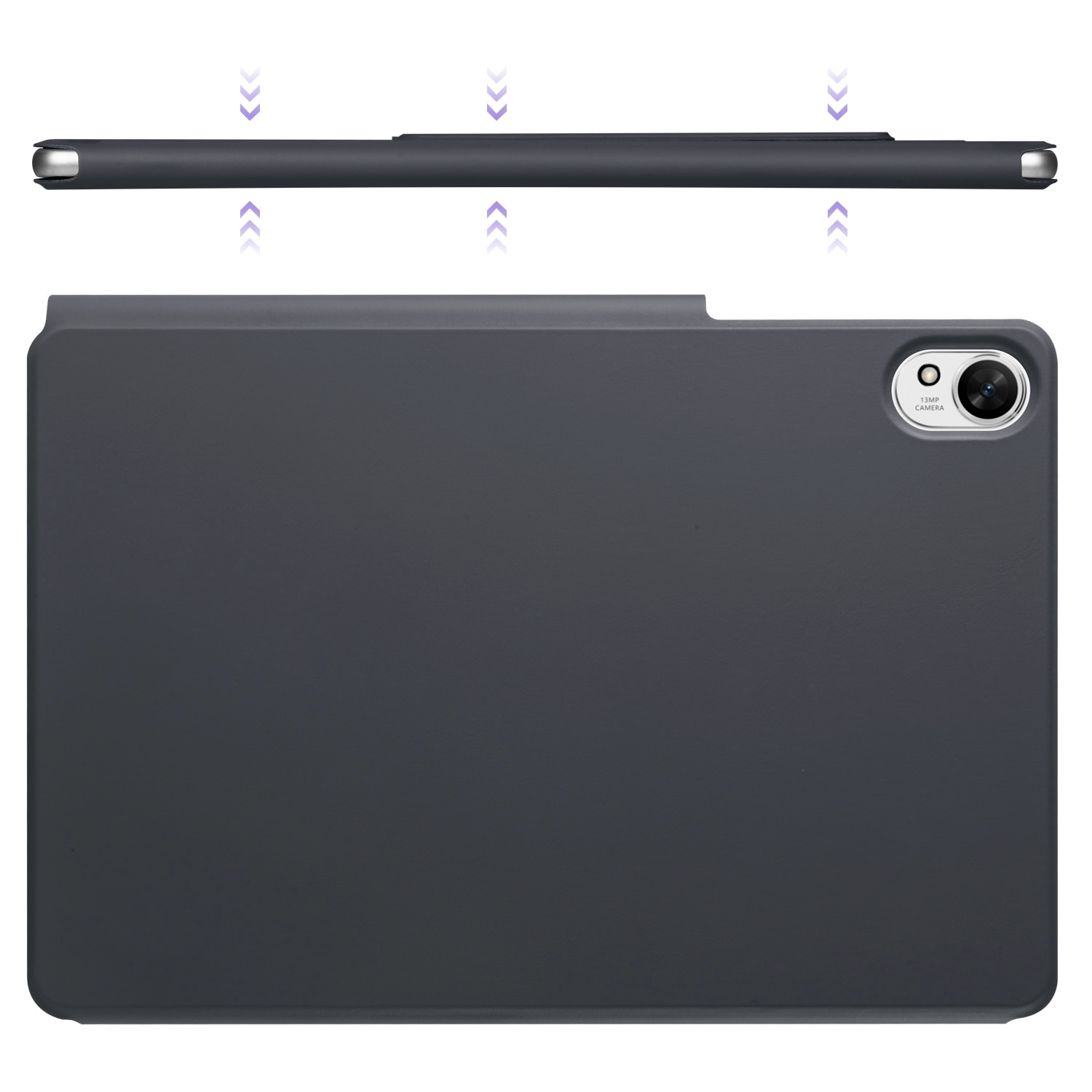 Husa tableta pentru Huawei MatePad 11.5 / 11.5S, piele, design cu catarama fixa, deformabil, inchidere magnetica, negru