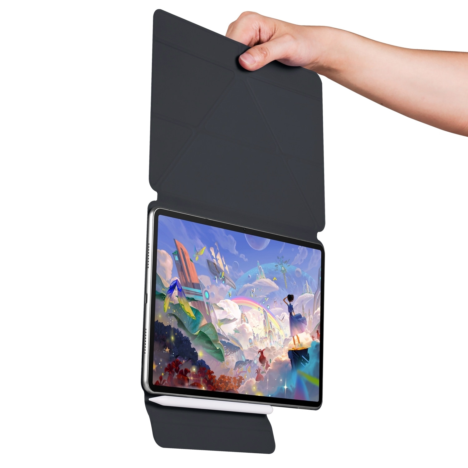 Husa tableta pentru Huawei MatePad 11.5 / 11.5S, piele, design cu catarama fixa, deformabil, inchidere magnetica, negru