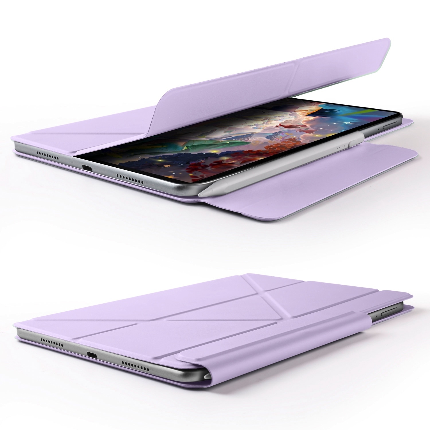 Husa tableta pentru Huawei MatePad 11.5 / 11.5S, piele cu catarama fixa, design magnetic de deformare, culoare mov