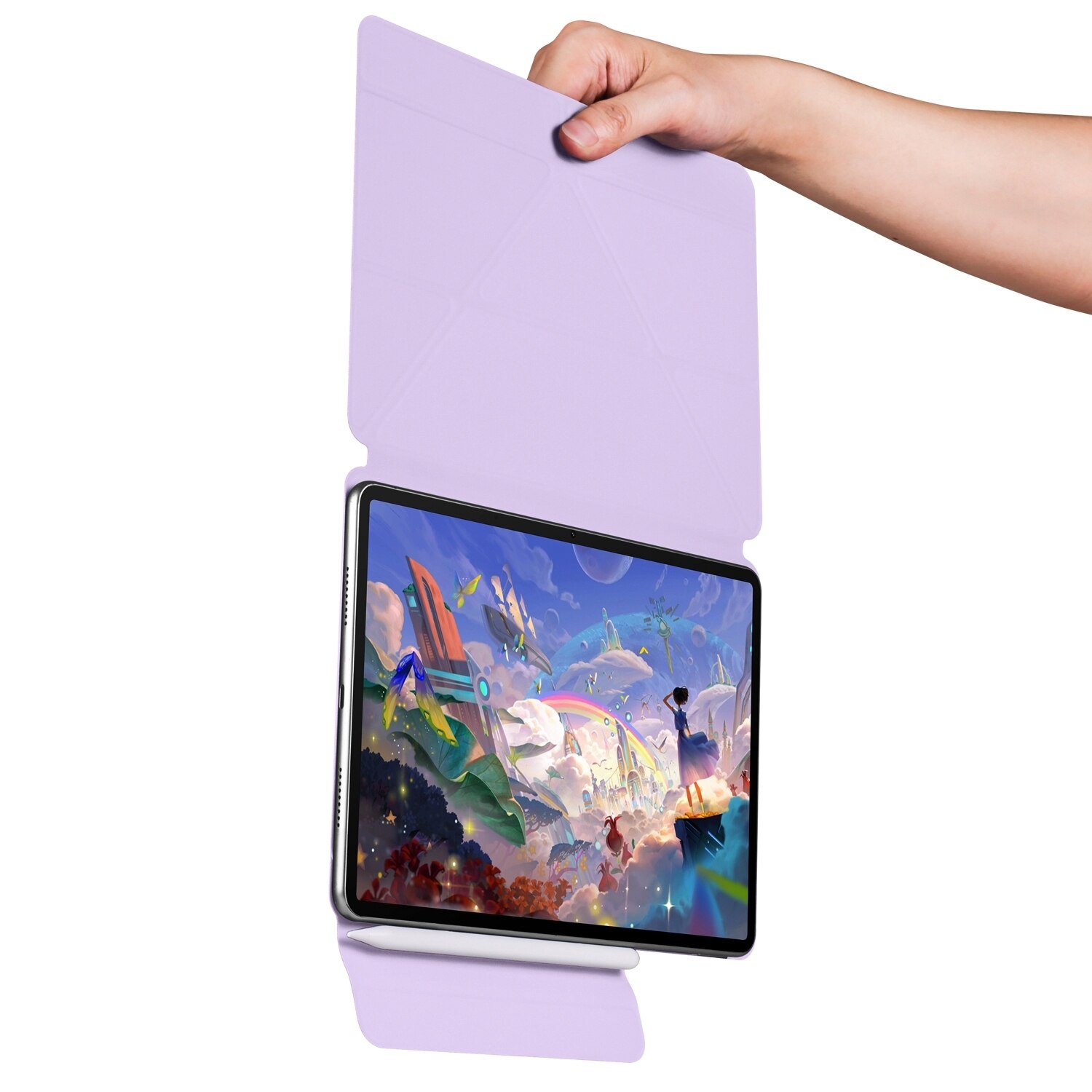 Husa tableta pentru Huawei MatePad 11.5 / 11.5S, piele cu catarama fixa, design magnetic de deformare, culoare mov