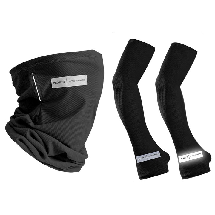 Комплект протектори за яка/2 ръкави, Autocise, Полиестер, Светлоотразителни, Унисекс, Черни