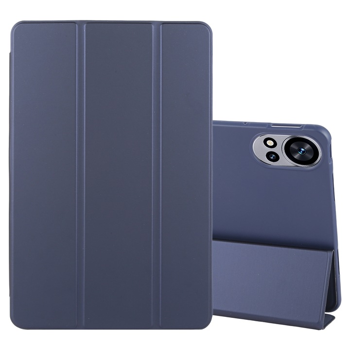Husa tableta pentru Huawei MatePad Air 12, silicon + piele, tip tri-fold, protectie completa, acces porturi, albastru inchis