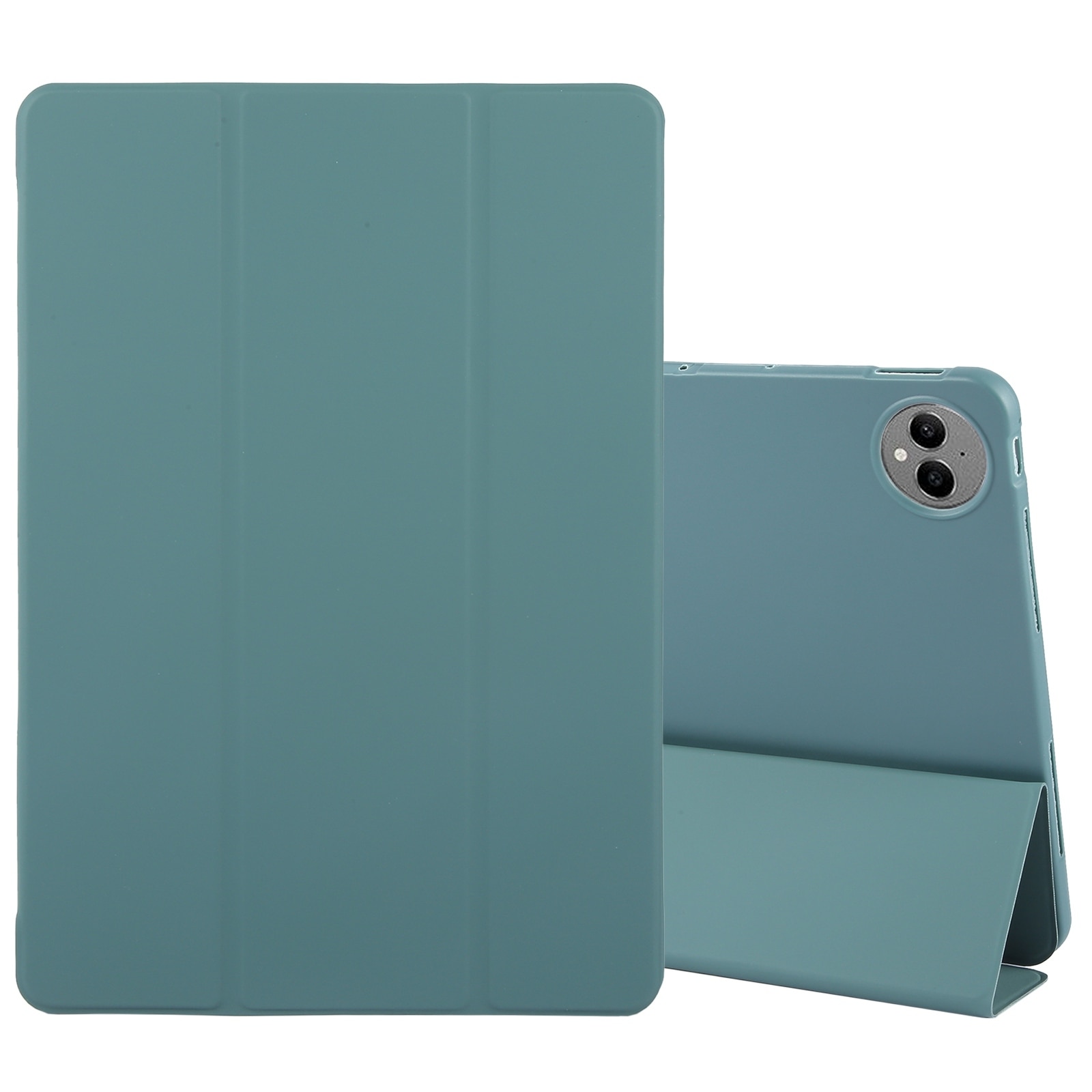 Husa tableta pentru Huawei MatePad Pro 12.2, silicon + piele, tip tri-fold, verde inchis