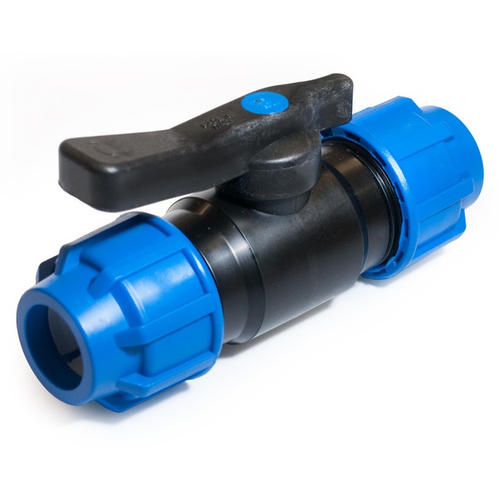 Robinet ventil PE 25/25, negru/albastru
